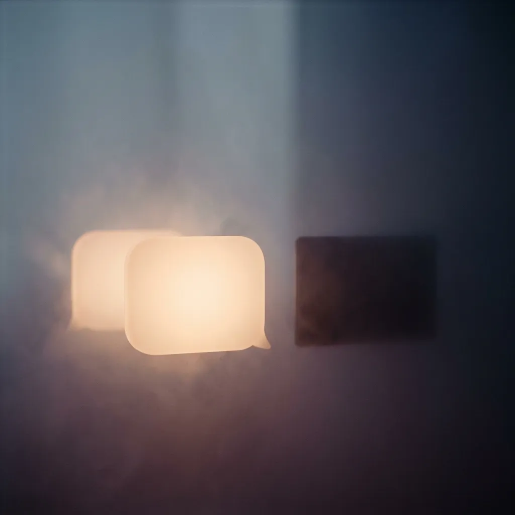 Two glowing message bubbles beside a dim, unopened one